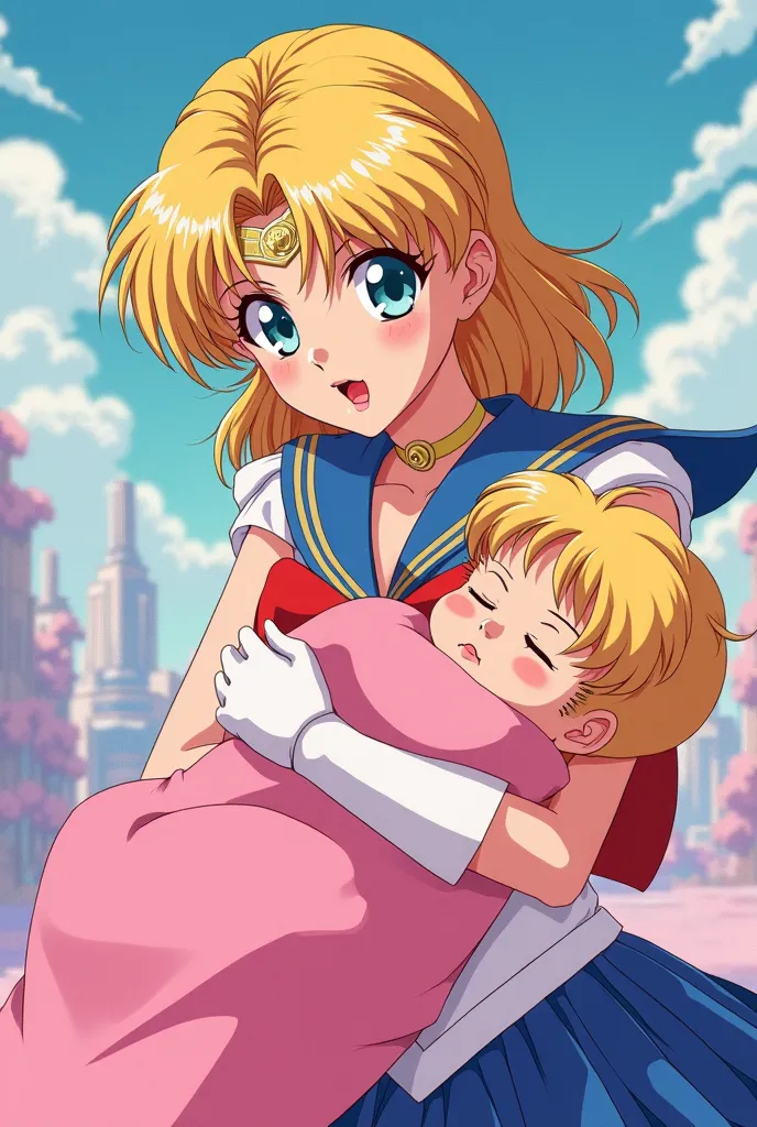 A 6K resolution 90s anime full body illustration of Sailor Uranus (Sailor Utanus: 2.7) cradling a bundle swaddled in a pink fleece blanket
negative
score_4,score_5,score_6, nsfw, lowres, (bad), text, error, fewer, extra, missing, worst quality, jpeg artifa...