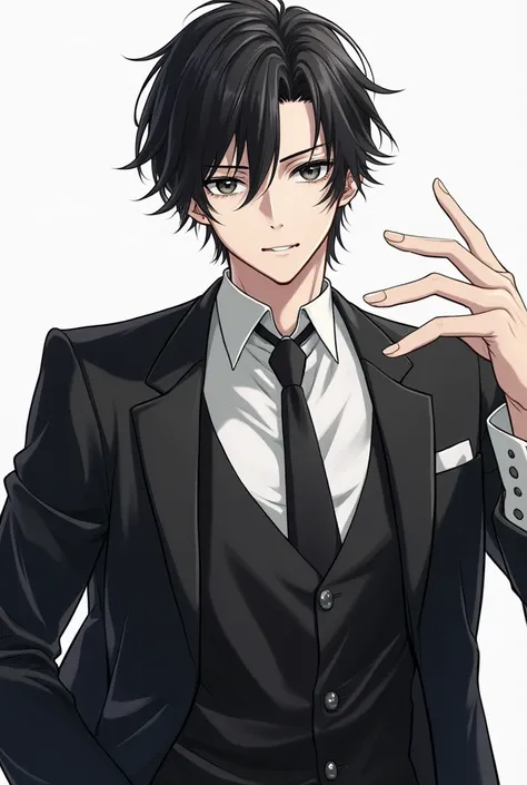 anime character dressed in black and white with a black tie, anime key visual of elegant, key anime art, handsome anime pose, inspired by Okumura Masanobu, shigenori soejima illustration, ryuta ueda artwork, detailed key anime art, trigger anime artstyle, ...