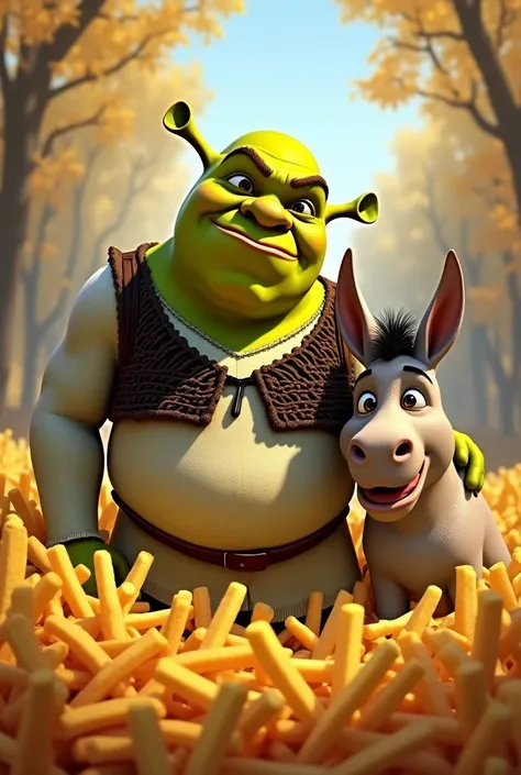 I want a Shrek design with French fries and a donkey