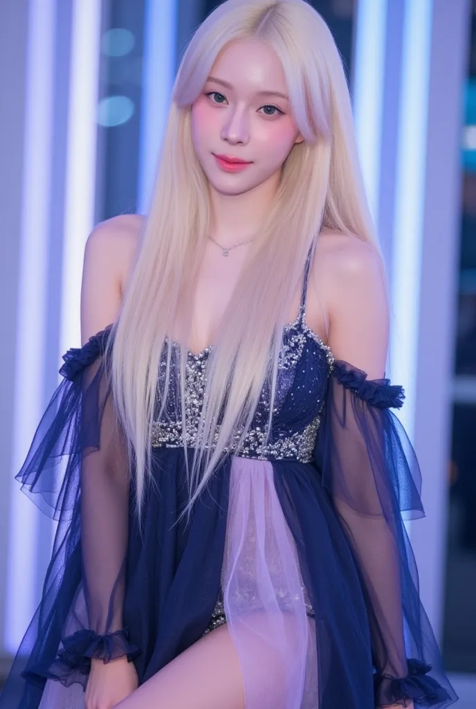 A stunningly beautiful young Korean woman with flawless, porcelain-white skin that appears delicately dewy and glowing, as if she just stepped out of a dream. She wears trendy Doujin Chinese Makeup (TikTok) inspired makeup, featuring soft, gradient blush t...