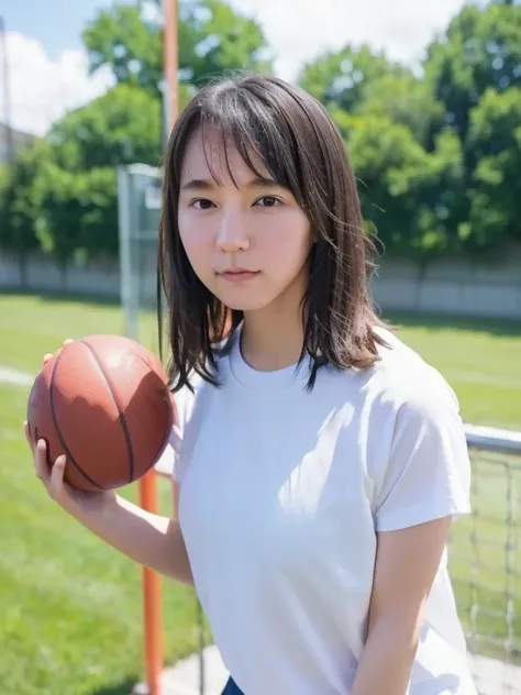        super high resolution private photo of a very cute high school student practicing athletics ,  natural body shape,((Innocent)),        real skin without makeup          ,   Realistic clothes that hide skin well , supple, muscular, and beautiful  ,Sm...