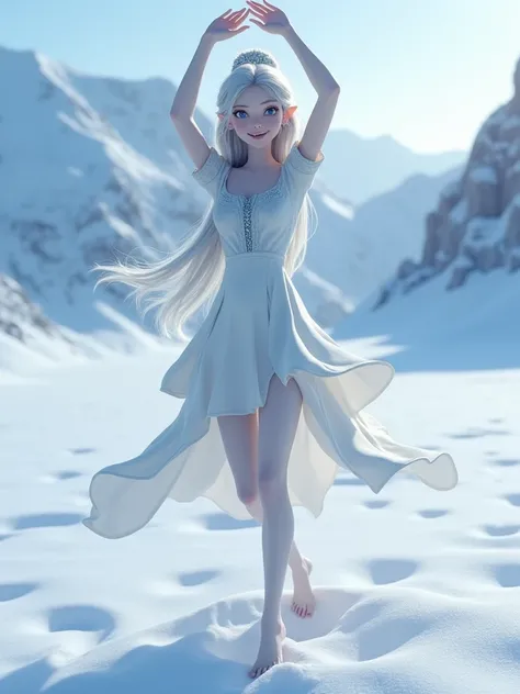 best quality, masterpiece, Disney-Pixar princess, beautiful adult high elf princess, re-animated dead elf princess from ancient legend, lifeless cheeks, tall and elegant, lifeless skin colour, bleached snow-colour skin, gleaming skin of pure snow, facing t...