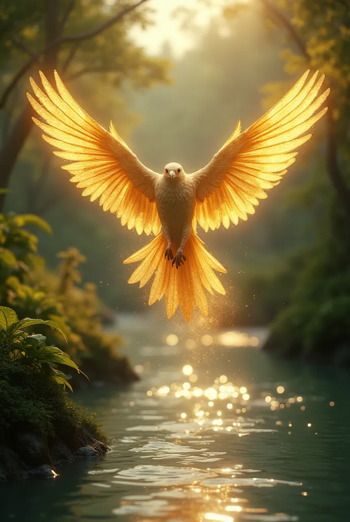 Image of the magic golden bird in the river 