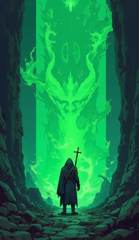 a pixel aRt of a man standing in fRont of a tall gReen swoRd, pixel aRt by AndRoid Jones, deviantaRt contest winneR, pixel aRt, concept pixelaRt, #pixelaRt:3, # pixelaRt, #pixelaRt, /R/pixelaRt, beautiful detailed pixel aRt, detailed pixel aRt, detailed pi...