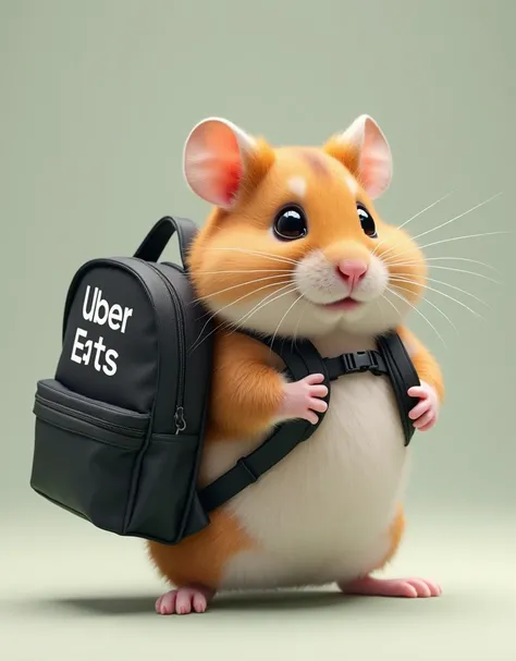 masterpiece, best quality, photorealistic, realistic, photography, Hamster carrying an Uber Eats backpack