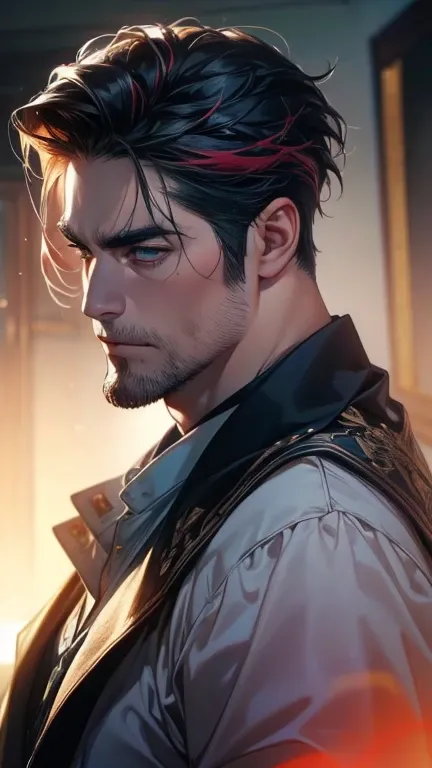 (              league player      ,4K,8k,         highres,         Masterpiece :1.2),         ultra-detailed   ,( realistic,photo realistic,photo- realistic:1.37),36-year-old man,3 day beard,Beautiful anime,Portraits,strong,Masculine,          with black h...