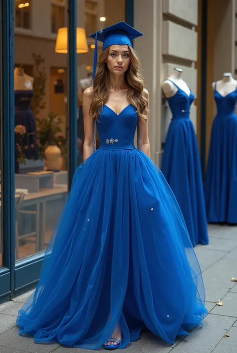  She dreamt of graduation day .  It wasn't just an event , it was proof that ,  Despite difficulties ,  she had arrived there .  But there was a desire that burned in her heart:  a magnificent blue dress ,  displayed in the window of an elegant store .  An...