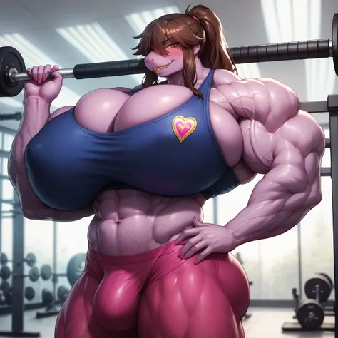 Susie (Deltarune), masterpiece, ultra high quality, ultra high resolution, 1girl, 1futa, futanari, futa only, dickgirl, female, solo, purple skin, purple fur, brown hair, ponytail hair, (detailed beautiful faces), (perfect anatomy), (perfect hands), (perfe...