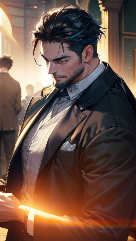 (              league player      ,4K,8k,         highres,         Masterpiece :1.2),         ultra-detailed   ,( realistic,photo realistic,photo- realistic:1.37),36-year-old man,3 day beard,Beautiful anime,Portraits,strong,Masculine,          with black h...