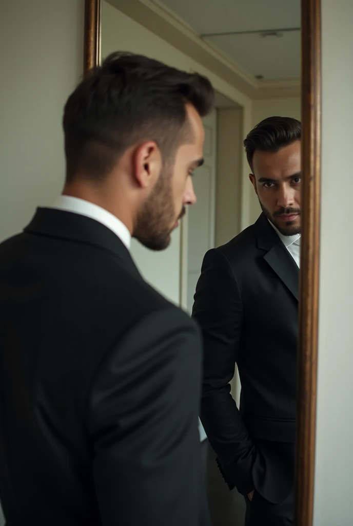 A handsome man taking his picture in front of a mirror