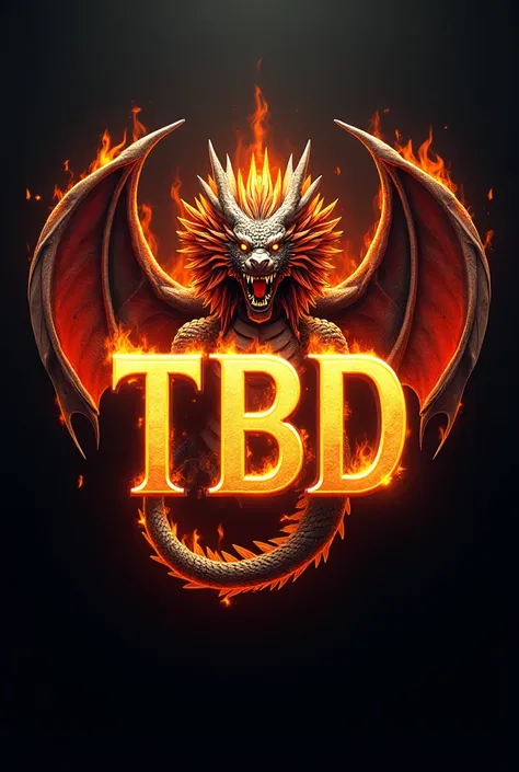 A logo with the name TBD in the middle and fire dragon
