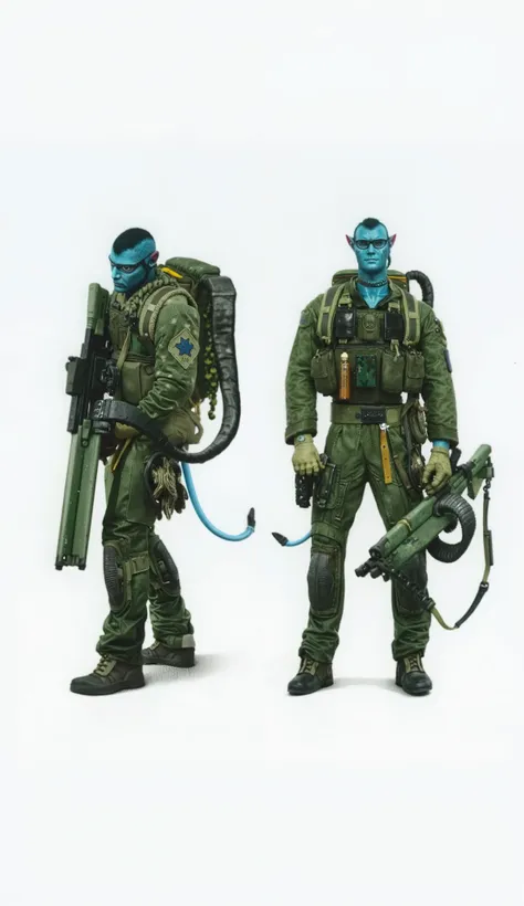  Military blue leather character with pink helmet and balaclava , Tail and Height 3 meters . 