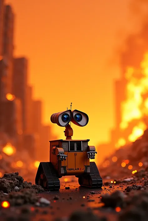 WALLE- WITH A BURNING BACKGROUND 