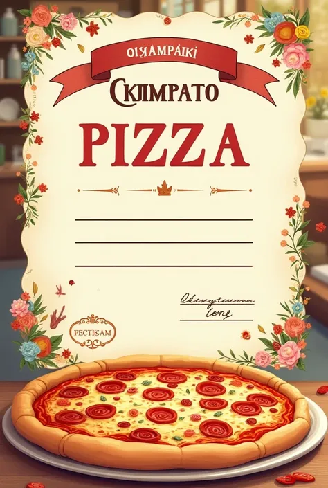 create a pizza certificate in a 's canteen in Russian 