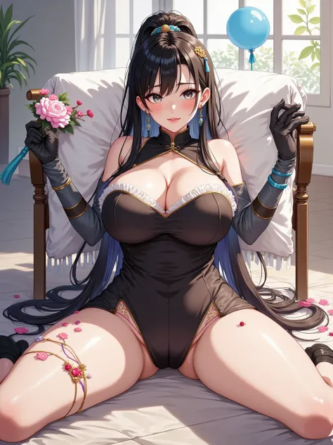 score_9, score_8_ up, score_7_ up, source_Anime,,Covered Penetration , 1 girl, long hair,chest,,bangs,large chest,thighhighs, gloves, one boy, o, heterosexual, thighs, nudes,sweat, boots,teeth, solo focus,black gloves,elbow gloves,Dark Skin, spread legs , ...