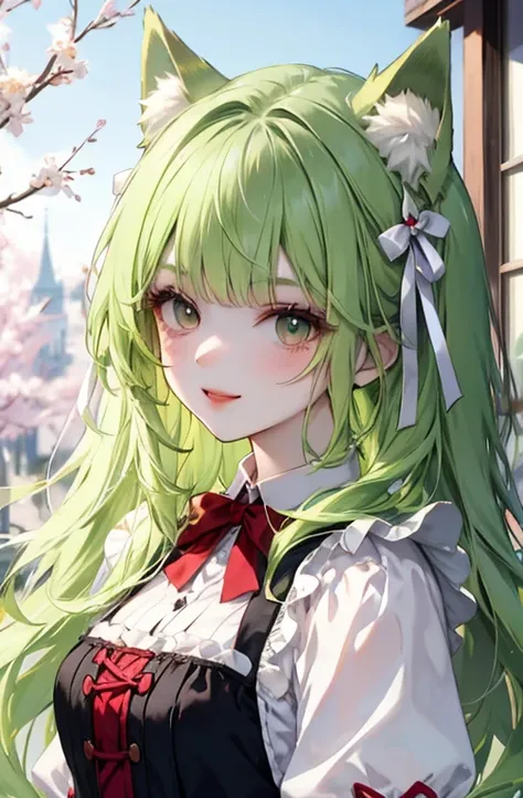  Fox Girl 　 green hair　Fluffy　smile　Looks strong　spring　 Lolita