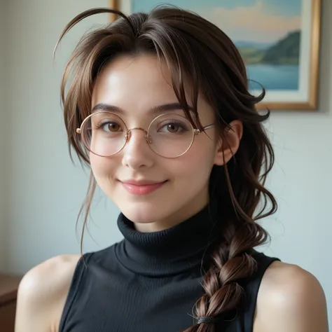 mutsumi otohime, long hair, brown hair, brown eyes, antenna hair, braid, single braid, braided ponytail, realistic antenna hair, antenna hair looks like real hair, amazingly beautiful face, realistic japanese female face, light cosmetics, detailed face,
go...