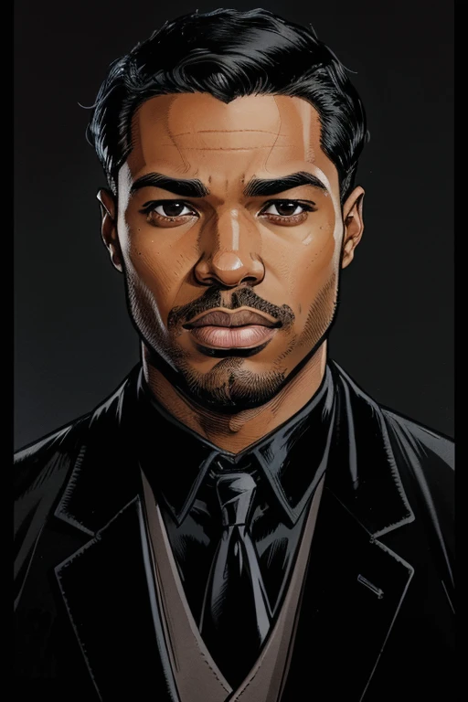 A handsome pleasant-faced and clean-shaven African American male. His facial features are a combo of Michael B. Jordan + Charles Michael Davis + Lucien Laviscount + Rege-Jean Page. He is 30 years old. He sports very short black hair and brown eyes. He wear...