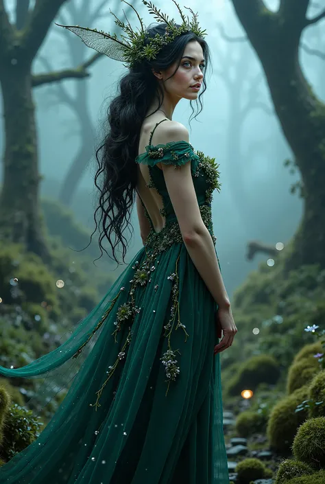 A mystical and alluring fairy queen stands in the heart of an ancient, mist-covered Scottish forest, inspired by the 16th-century ballad ‘Tam Lin’. She is otherworldly yet hauntingly beautiful, exuding both enchantment and quiet danger.

Her piercing blue ...