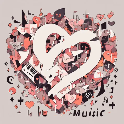 Make an music album cover with half of heart and written word 1,5> on it's heart