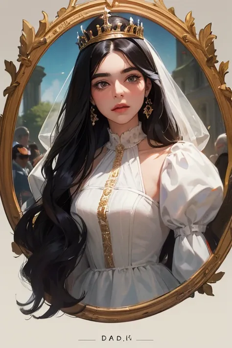 (  Masterpiece,   High quality vaccines ), 1 ,   alone, (queen:1.15),    black hair ,     long hair,  cortina , dress with drawings by Dores Bodado Violeta, queen&#39;s Dress  ,  Aurora, (sunlight, null, Rio,   forest),   inexpressive,   red eyes, (  Art N...