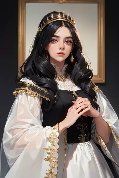 (  Masterpiece,   High quality vaccines ), 1 ,   alone, (queen:1.15),    black hair ,     long hair,  cortina , dress with drawings by Dores Bodado Violeta, queen&#39;s Dress  ,  Aurora, (sunlight, null, Rio,   forest),   inexpressive,   red eyes, (  Art N...