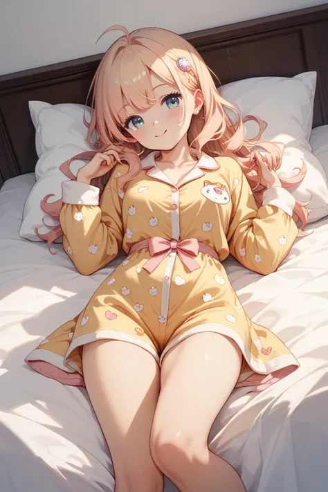  deformed　 minicaras　 girls on the left　Dozing off　 pajamas　 illustrations　 bed　 pop　 cute　 twinkle