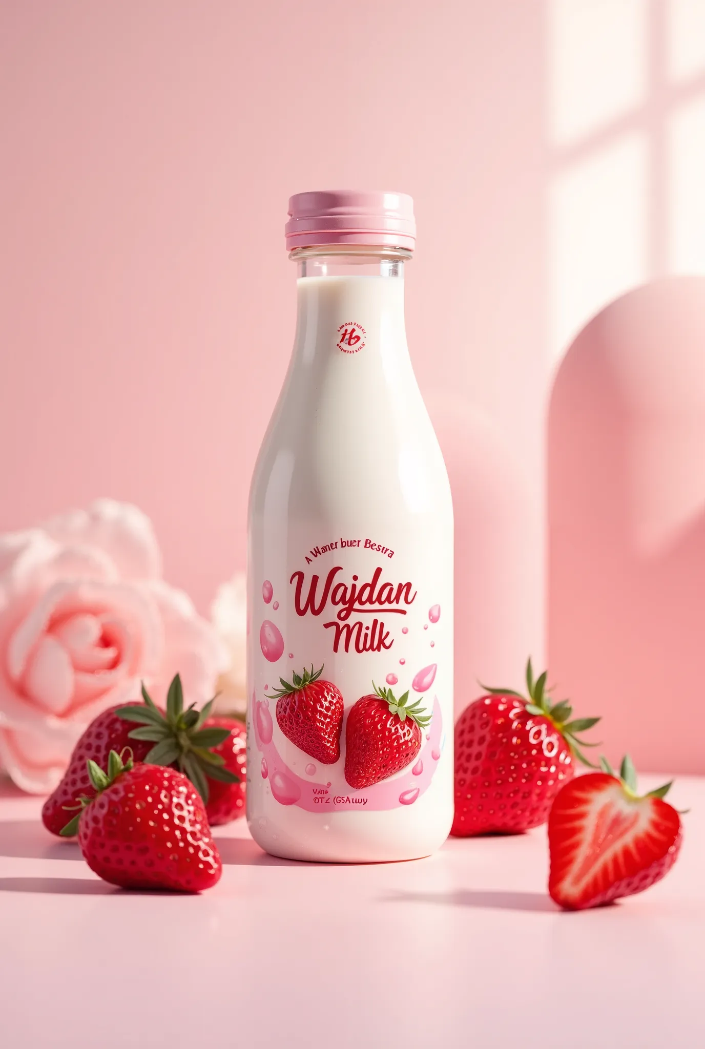 Ad,a strawberry milk,new product,the milk name wajdan milk,4K photo,