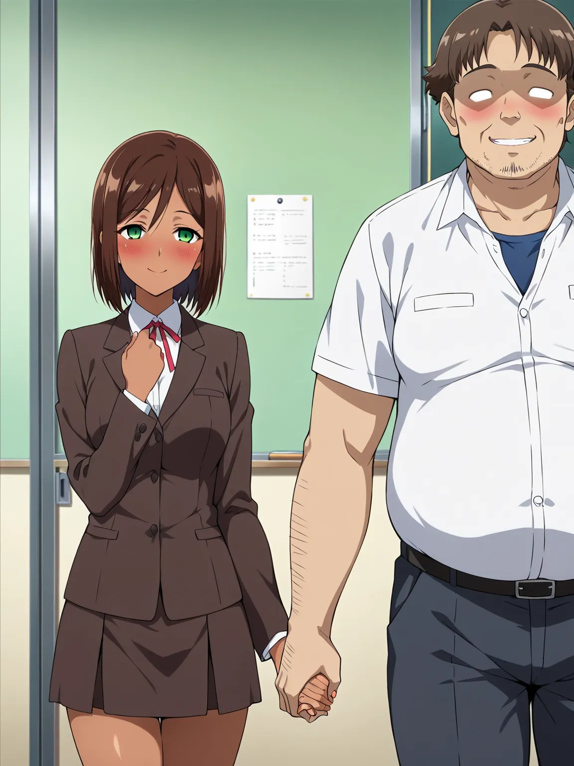 score_9, score_8_up, score_7_up, source_anime, masterpiece, best quality, anime screencap,source_anime, anatomically correct,good hands, (front view,cowboy shot),teacher male and student girl,duo,1male,1girl,(teacher costume,(((faceless male))),ugly man,ma...