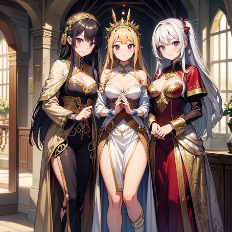 High quality, Ultra detailed, best quality, insanely detailed, beautiful, masterpiece, Harem, Group of Girls, Adventurer, Fantasy, Perfect Anatomy, Detailed Costume, Detailed Decoration, Perfect Hands