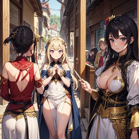 High quality, Ultra detailed, best quality, insanely detailed, beautiful, masterpiece, Harem, Group of Girls, Adventurer, Fantasy, Perfect Anatomy, Detailed Costume, Detailed Decoration, Perfect Hands