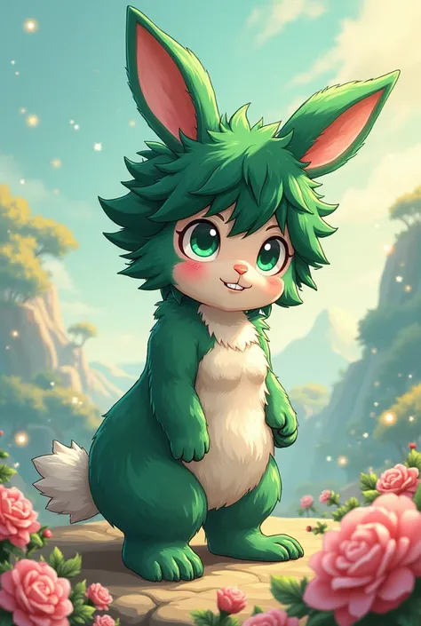 Deku without any clothes dressed as a rabbit 