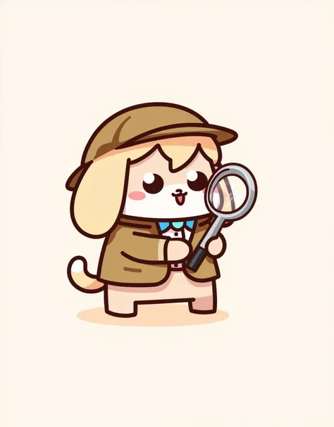 (  masterpiece:1.2, best illustration),8k16k, wallpaper,(Dog Detective:2.0),( I'm looking at the magnifying glass:2.0),(My eyes look big on the magnifying glass ),(He's wearing a detective costume :2.0),( minimalist:2.0),( cute:1.6),(  anime artwork:1.6),(...