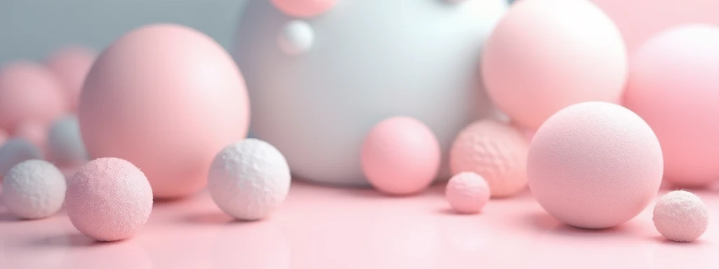 3d background with textured spheres in pastel colors