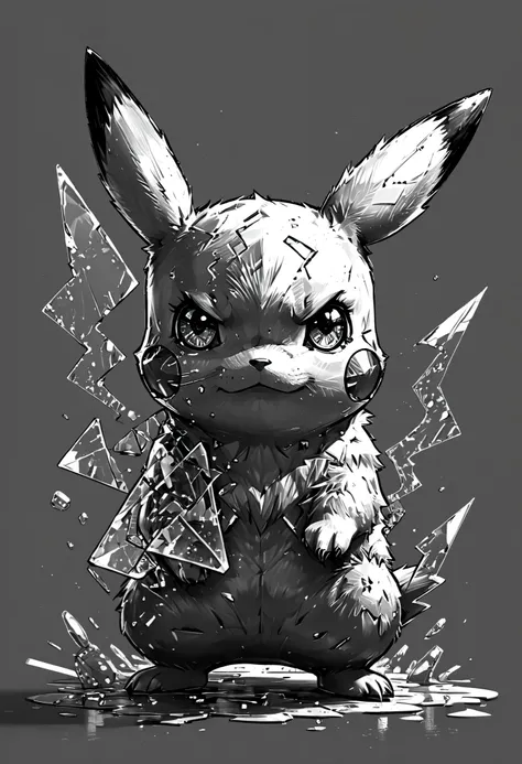 a drawing of a cartoon pikachu with a broken glass, illustration pokemon, pikachu on acid, pikachu, concept art of pikachu, cyberpunk pikachu, high quality sketch art, style of pokemon, pokemon, mika pikazo, pokemon style, pokemon art style, sketch style, ...