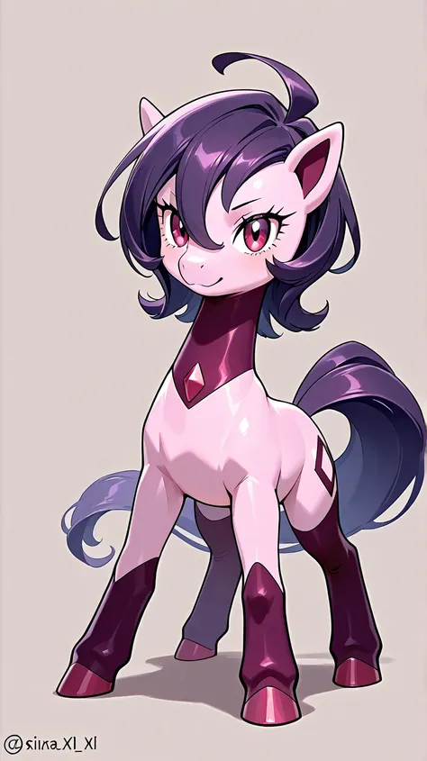 Female creature ager purple maroon program digital pokemon cartoon osirixart ai generated style pony XL 