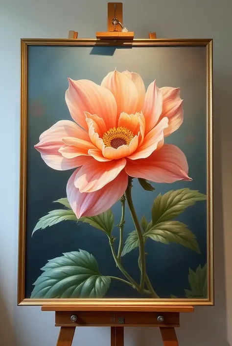 Generate me painting on painting is beautifull flower special flower and painting is on stand for painting