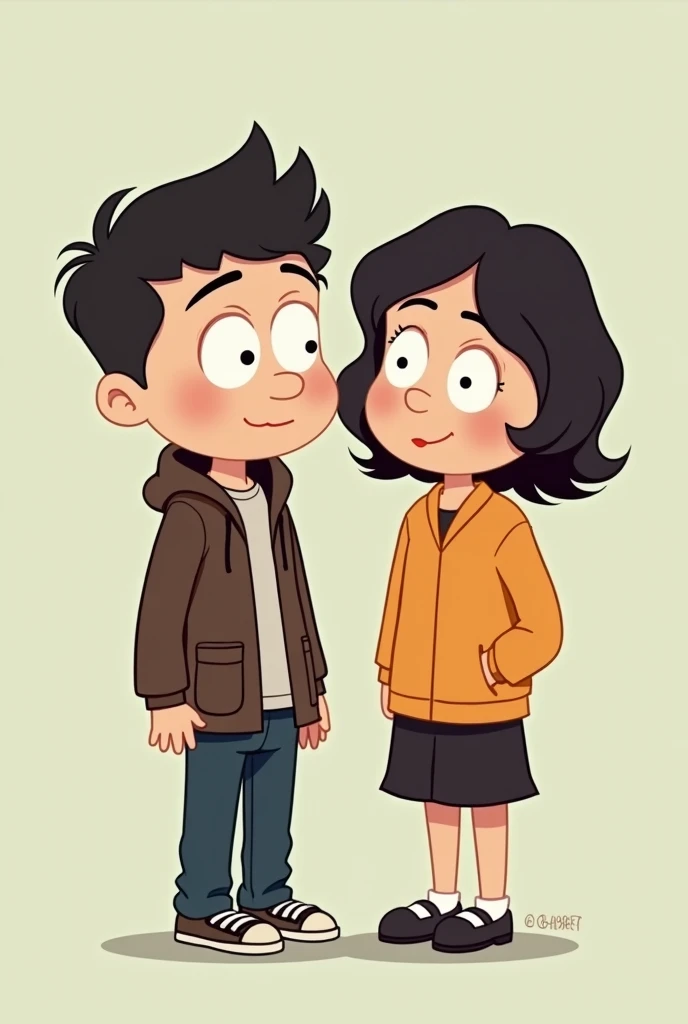 a cartoon of a couple of people standing next to each other by Enguerrand Quarton, reddit, incoherents, 2 d cartoon, 2d cartoon, cartoon network stillframe, cartoonish and simplistic, 2 d - animation, 2 d animation, 2d animation, in style of south park, an...