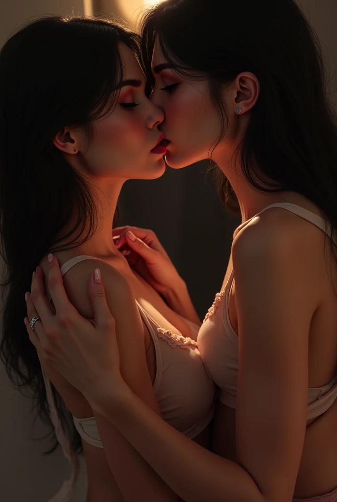 Lesbian tongue kiss