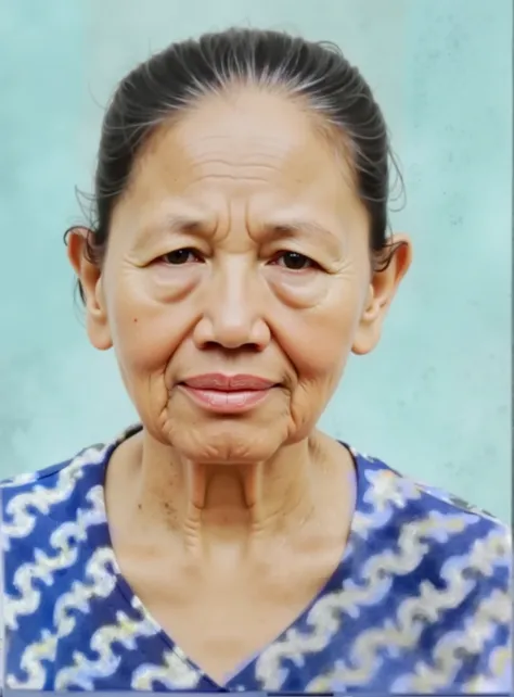 A hyper-realistic, high-resolution digital portrait of an elderly woman with a warm expression, medium brown skin, deep but kind eyes, and subtle wrinkles that reflect wisdom. She has neatly tied dark hair with streaks of gray. She is wearing a traditional...