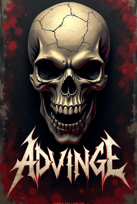 Create a poster for a heavy metal band that has a skull and with the name Advinge 