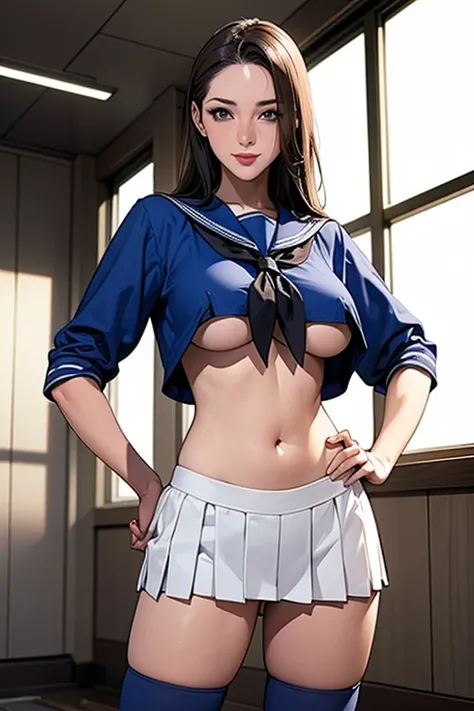 Highest quality, 4K, ultra-high definition, highest resolution, masterpiece, (mature adult woman) One female swordsman (mature woman). Brown hair. Long straight hair, ((Hair parted in the middle, forehead visible)) () Long eyelashes, narrow, slanted eyes. ...