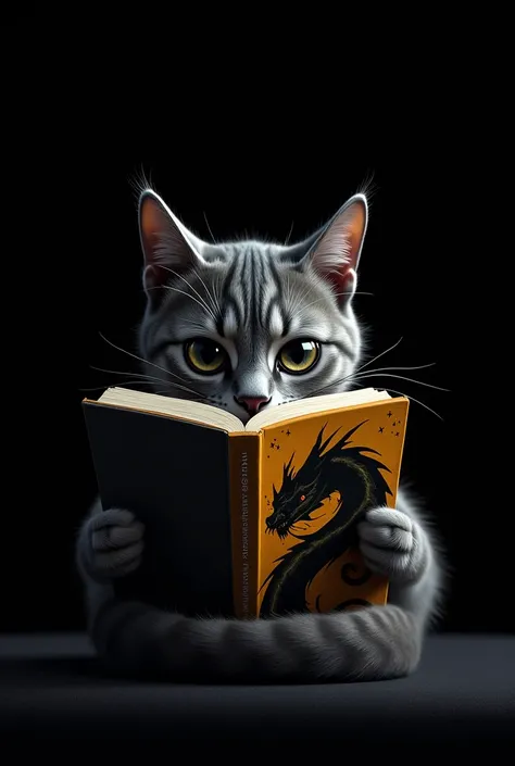 Generate a cat crying while reading Onyx Storm by Rebecca Yarros
Make the book cover black with a black and yellow dragon picture on it