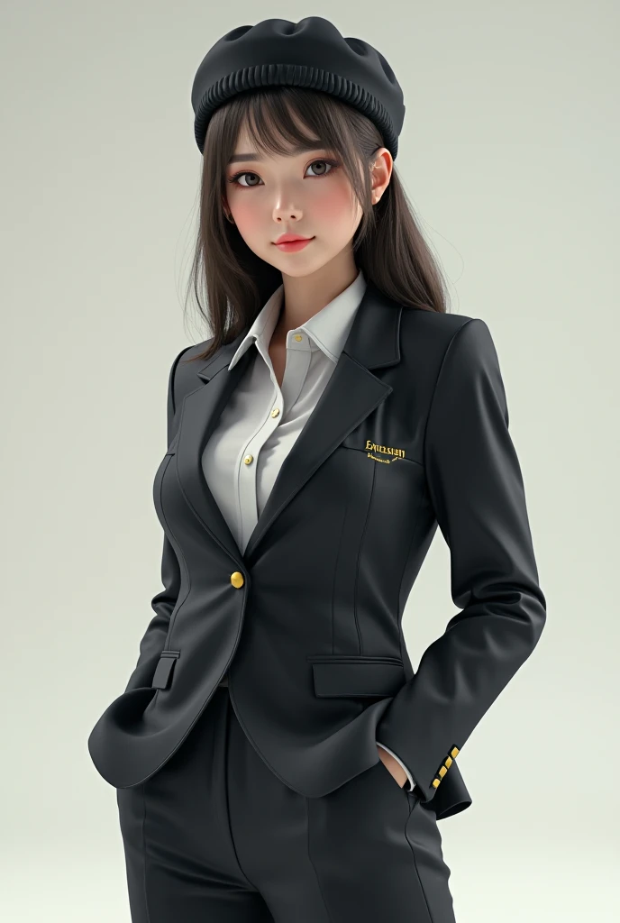 A mature schoolgirl，Idol，3D Rendering，Realism, Beanie , Jacket，Pants