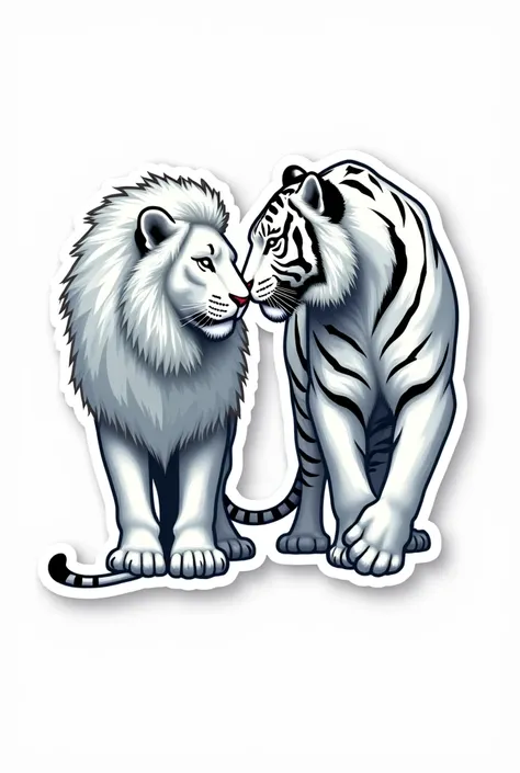 White lion and white tiger sticker