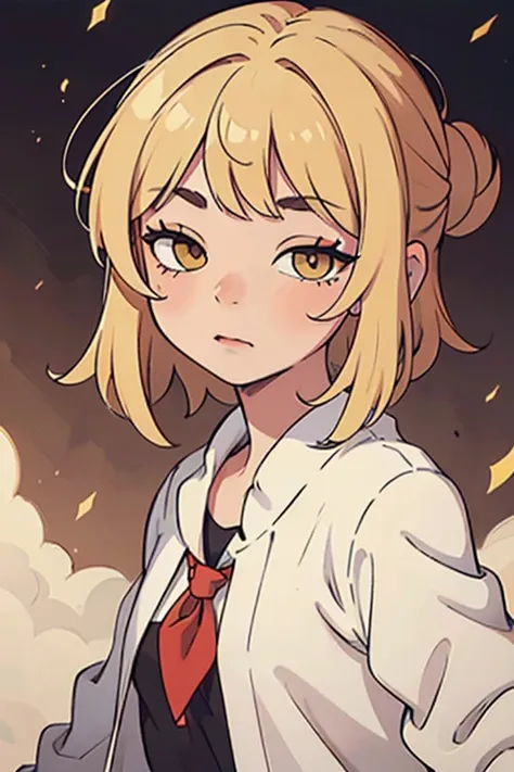 (masterpiece, best quality:1.2), extremely detailed, ambient soft lighting, 4K, quality,
1girl, solo, upper body, toga himiko, himikotoga, togahimiko,
blonde hair, short hair, messy hair, double bun,
yellow eyes, (half-closed eyes:1.2), long eyelashes, thi...