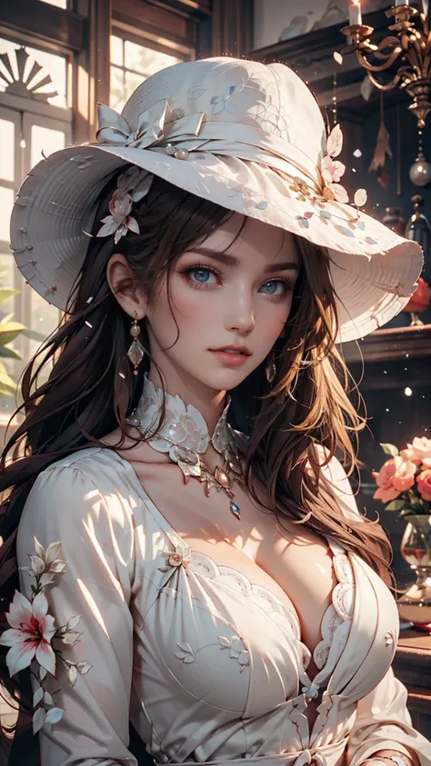  Arabian Woman Wearing a White Hat and Dress with Red Lipstick, pale  Porcelain White Skin , Gwaiz, Gwaiz masterpiece, artwork in the style of Gwaiz,  soft portrait shot 8k ,   Pale Ghost Girl  ,  Porcelain White Skin ,  by Russell Dongjun Lou ,   pale mil...