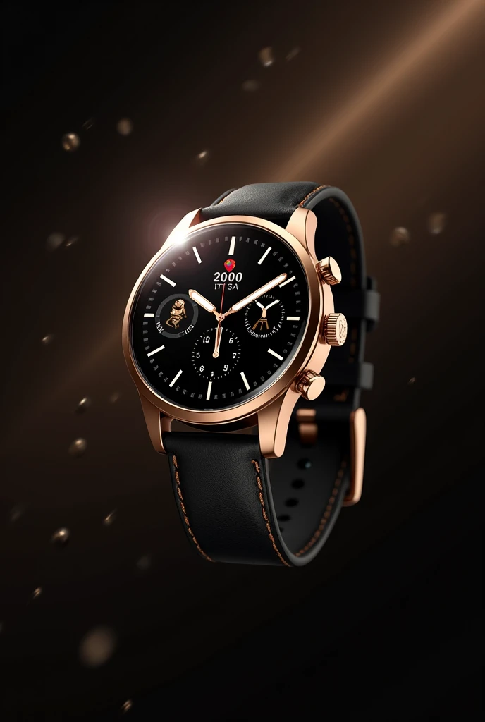 To create a description for a sleek smartwatch design without using words, you can rely on visual elements and cues that convey luxury and innovation. Here’s a description you can use for an ad design:

---

**Ad Design:**

1. **Elegant Background:**  
   ...