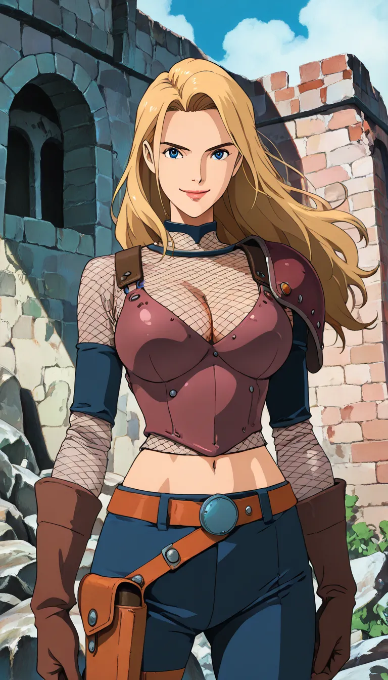 (1girl, NM_NataliaKassle), (extremely detailed CG unit 8k wallpaper),(master part), (best quality), (ultra detail), (best illustration),(ghibli_style), cowboy shot, close up, standing, facing viewer, looking at viewer, perfect face, perfect eyes, perfect f...