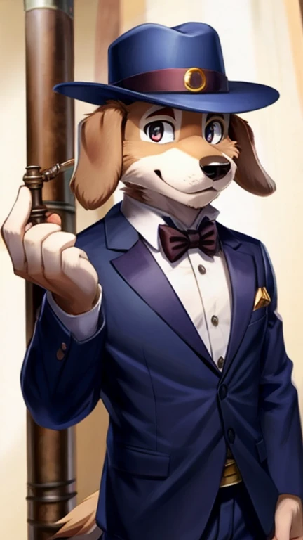 Dog Detective、 suit、 hunting hat、pipe、Wantoso-kun 